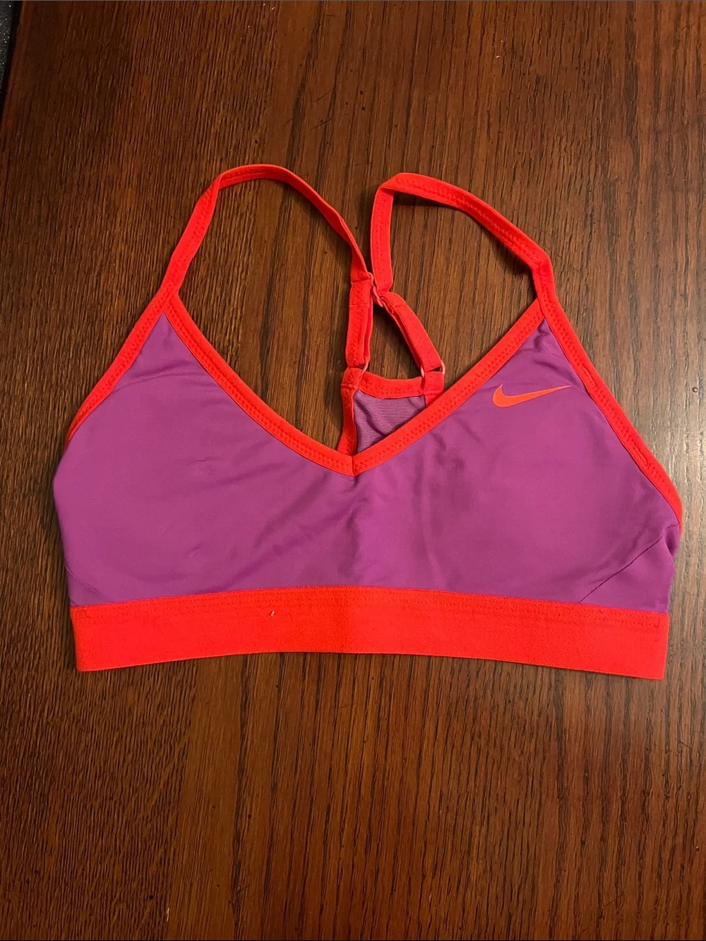 Nike Purple Sports Bra with Coral Trim